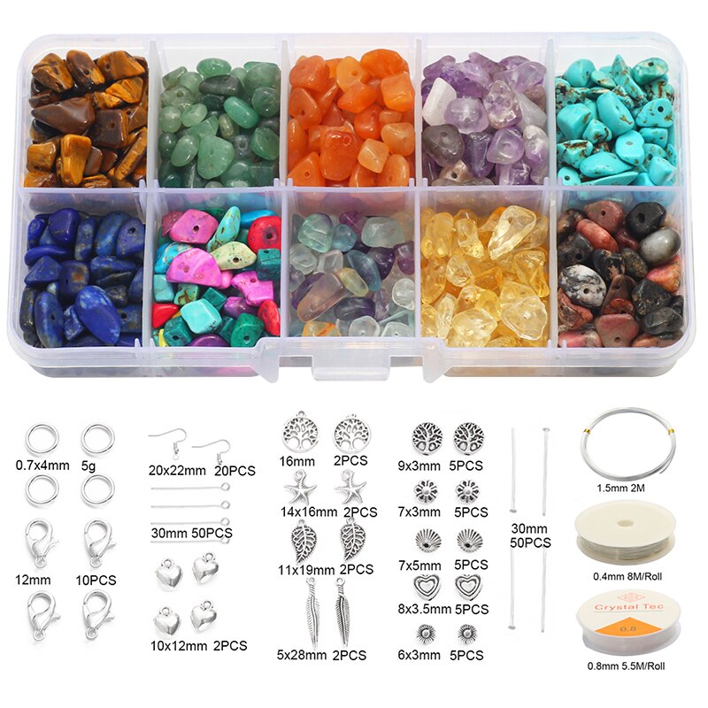 Stone Crystal Amethyst Chips Beads Kit Lobster Clasp