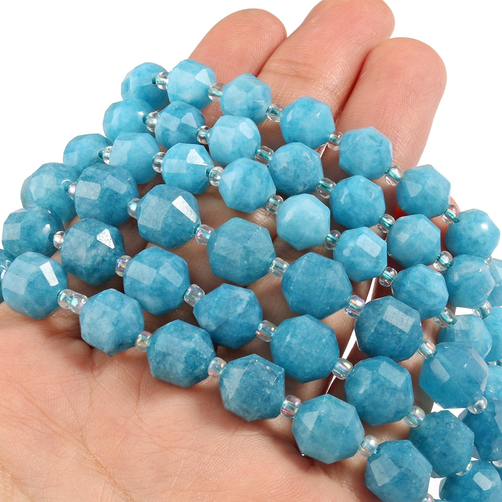 Natural Stone Beads Jades Crystal Faceted Sharp