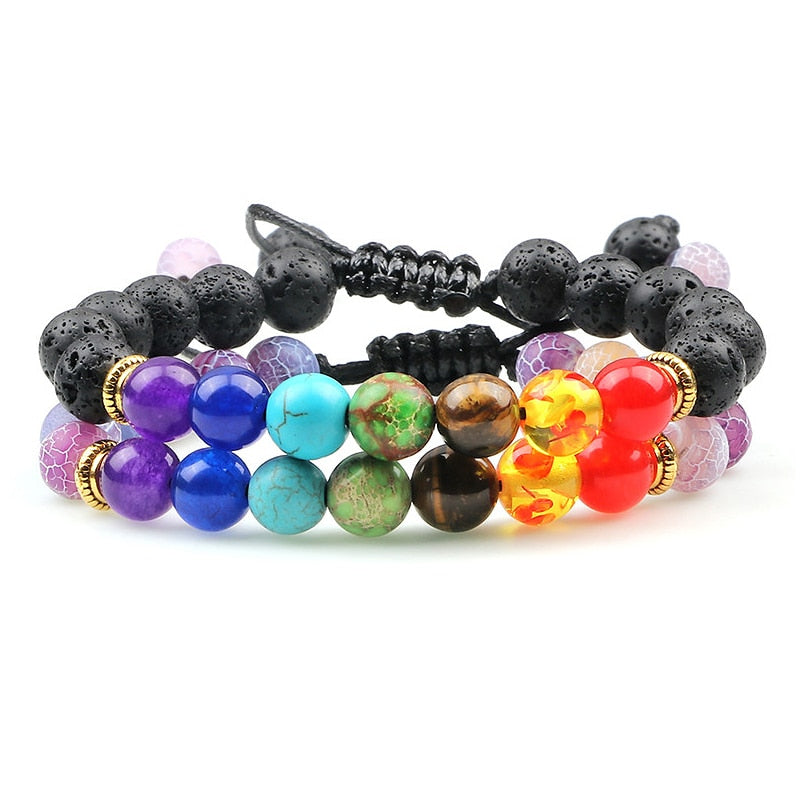 Men Women 8mm Natural Beaded Bracelet Lava