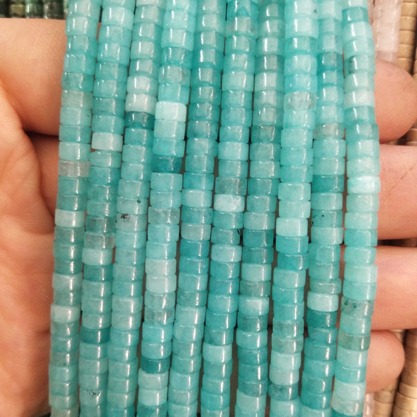 Turquoises Agates Jades Spacer Flat Round Natural Stone
