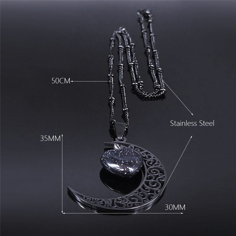 Black Color Stainless Steel Natural Stone Charm