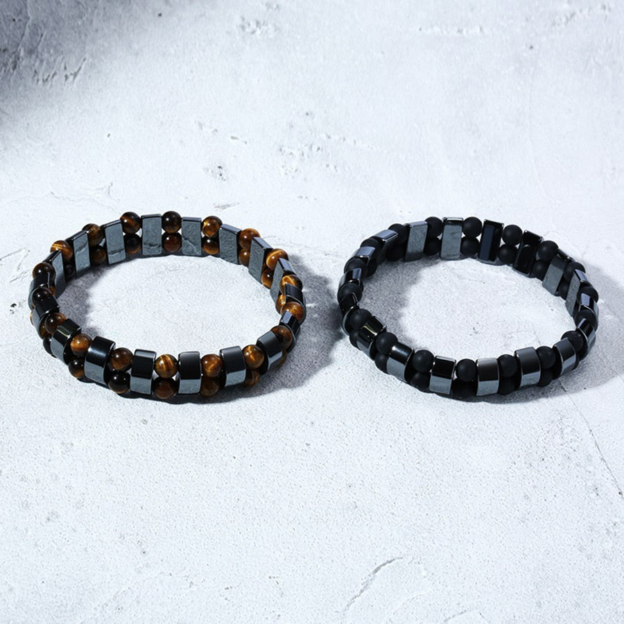 Double Hematite Tiger Eye Bracelets Men Tiger Eye