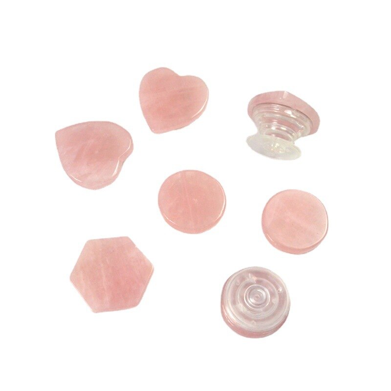 Rose Quartz Phone Holder Support Heart Shape Rock