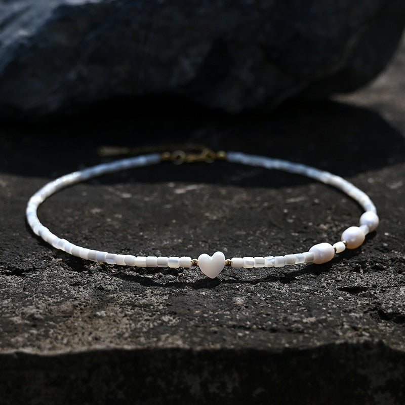 Natural Shell Beads Woman Choker Freshwater Pearl