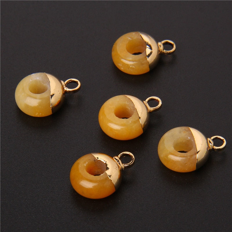 Big Hole Round Stone Beads Charms Jades