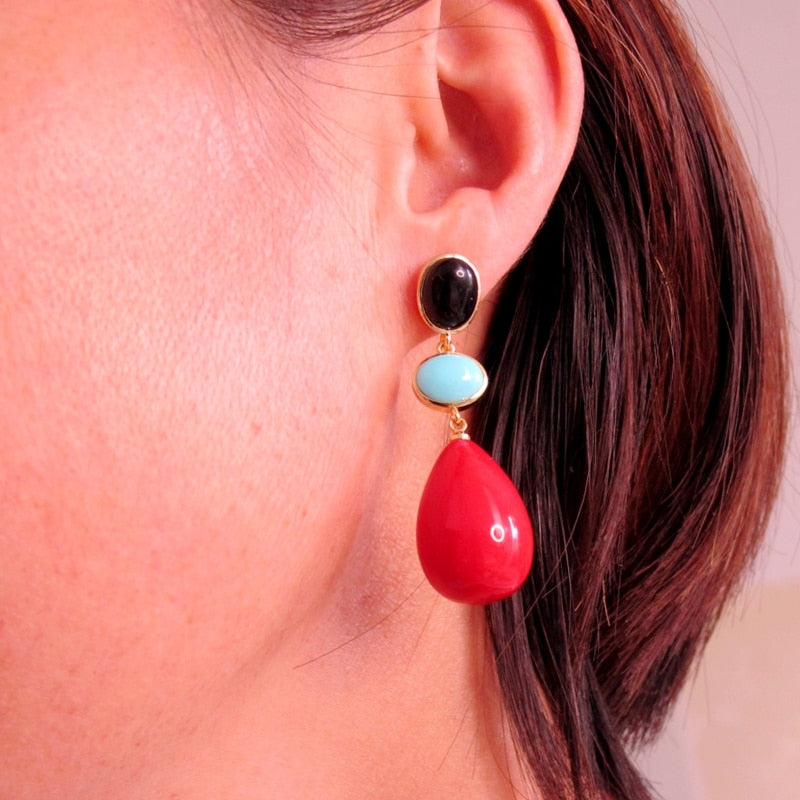 Quartz Jade Pink Aventurine Natural stones Earrings