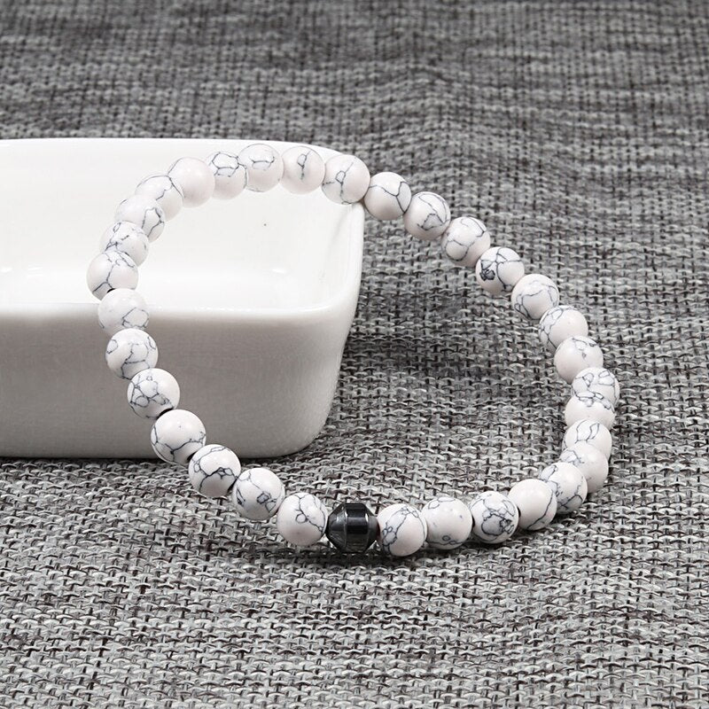Men Natural Rock Stone Bracelet Energy Hematite