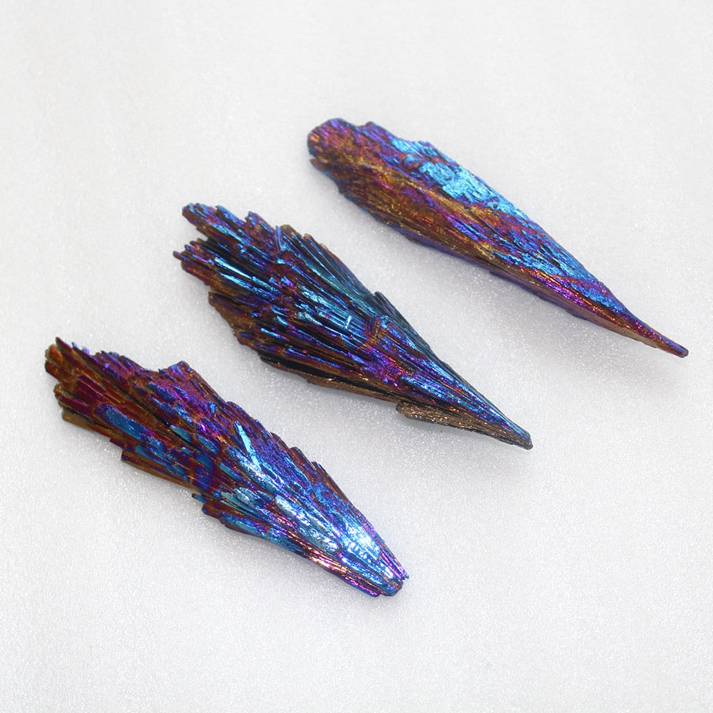 Natural Quartz Crystal Jet stone Rainbow Titanium