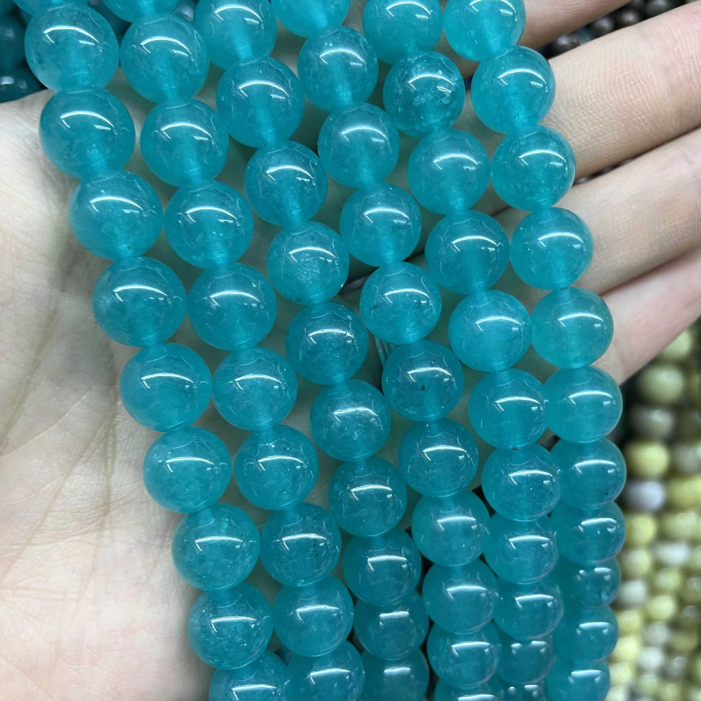 Natural Stone Round Colorful Jades Agates Loose Spacer