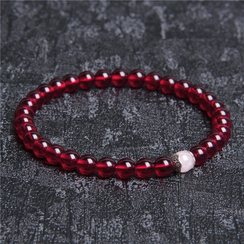Natural Stone Handmade Bracelet Red Yoga Meditation