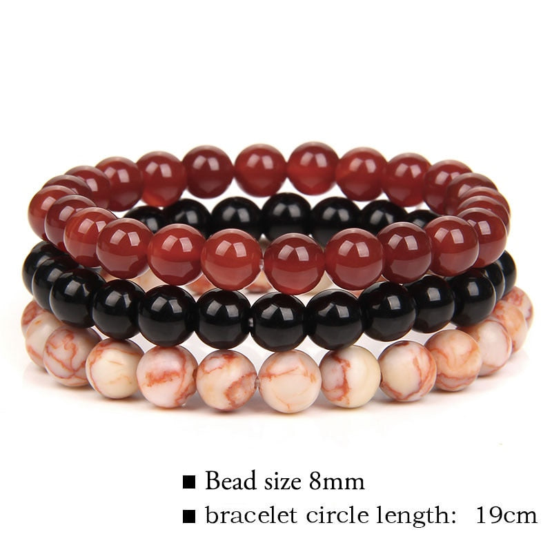 8mm Natural Stone Bracelet Sets Rhodonite