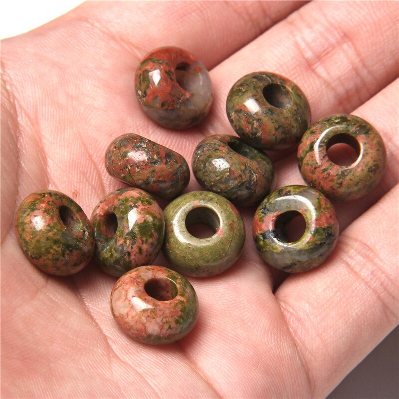 Stone Charms Pendant Spacer Round Big Hole Beads