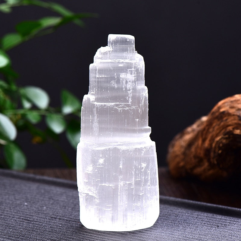 Selenite Lamp White Gemstones Ice Berg Carved
