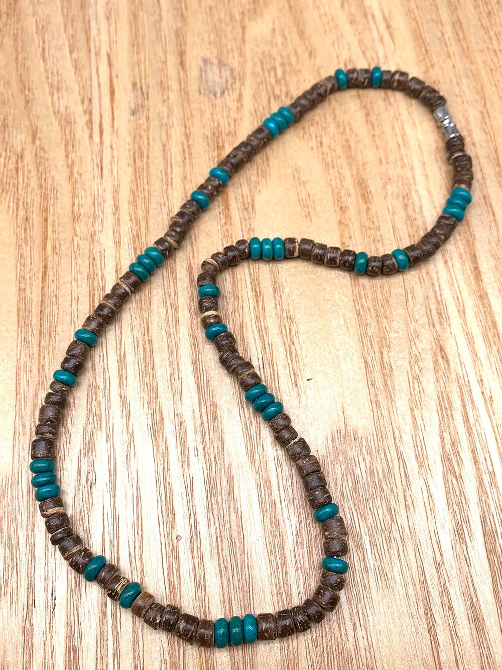 Natural coconut shell turquoise spacer beads