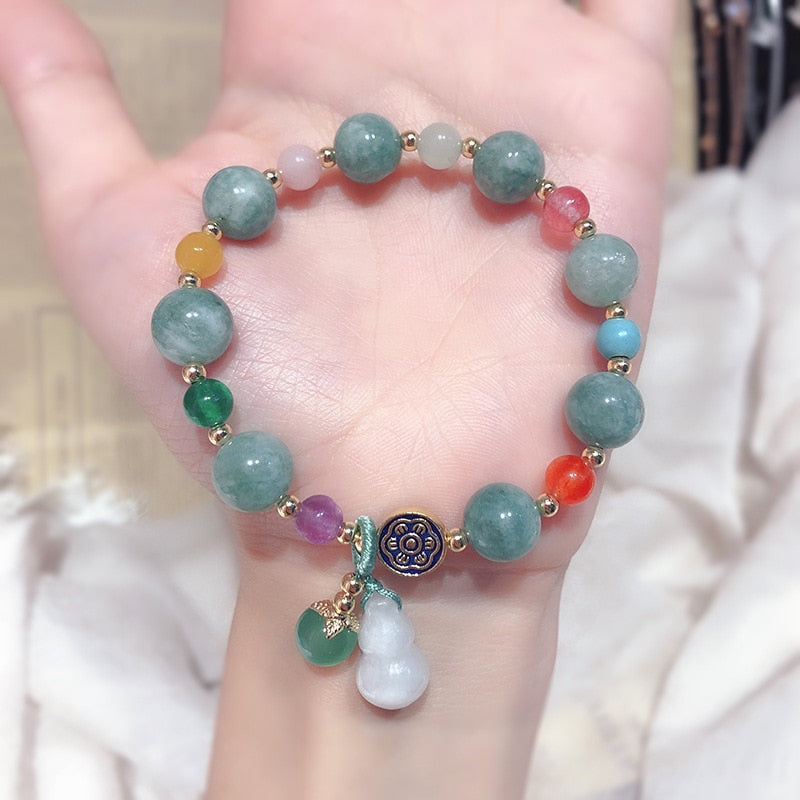 Chalcedony Beaded Bracelet for Women Green