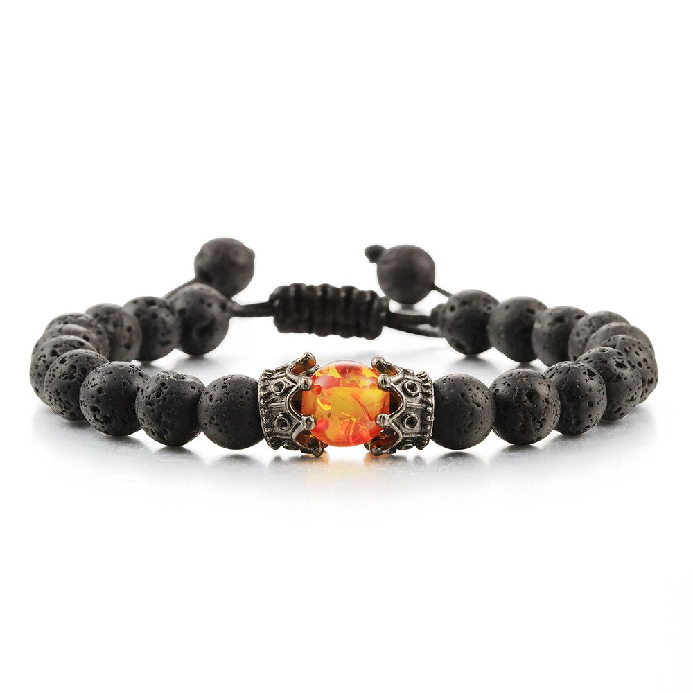 Natural Volcanic Rock Stone Men Bracelets