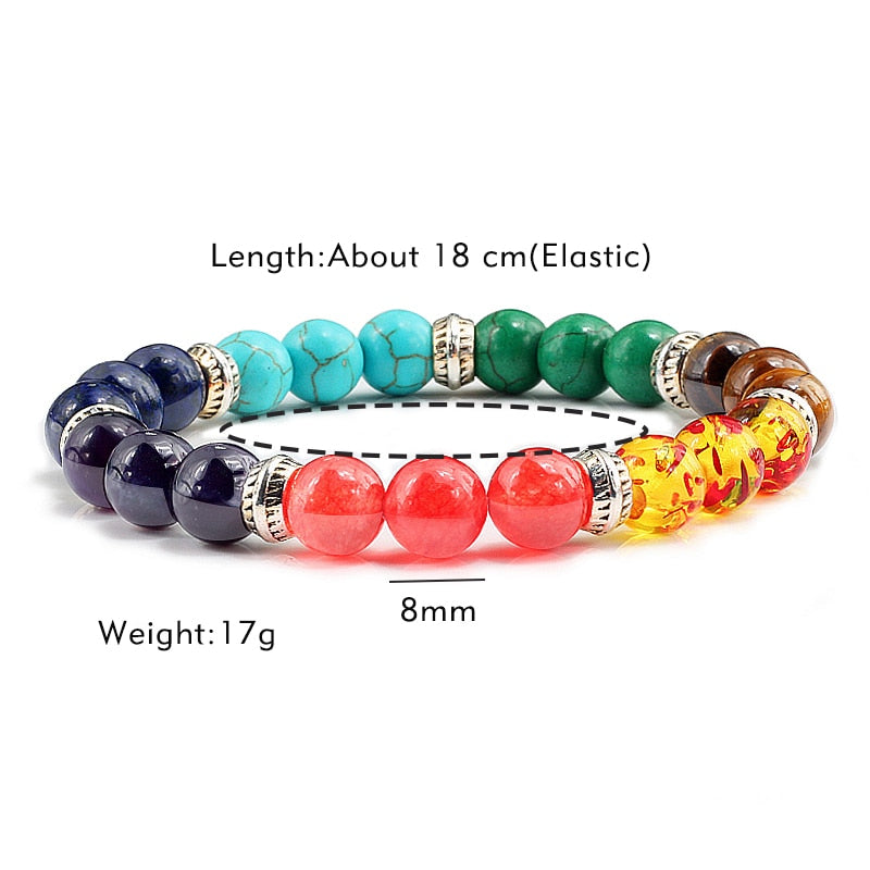Reiki 7 Chakra Healing Bead Bracelet Natural Stone