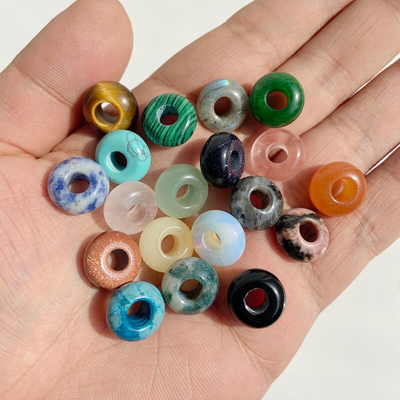 Wholesale Big Hole Bead Pendant Natural Round Jades