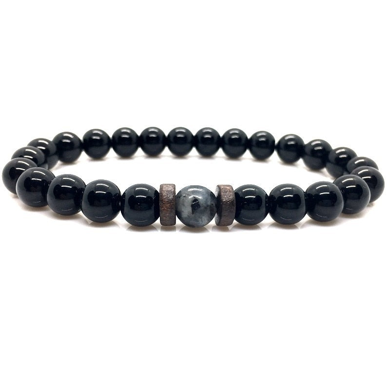 Lava Stone Men Bracelet Natural Moonstone Bead