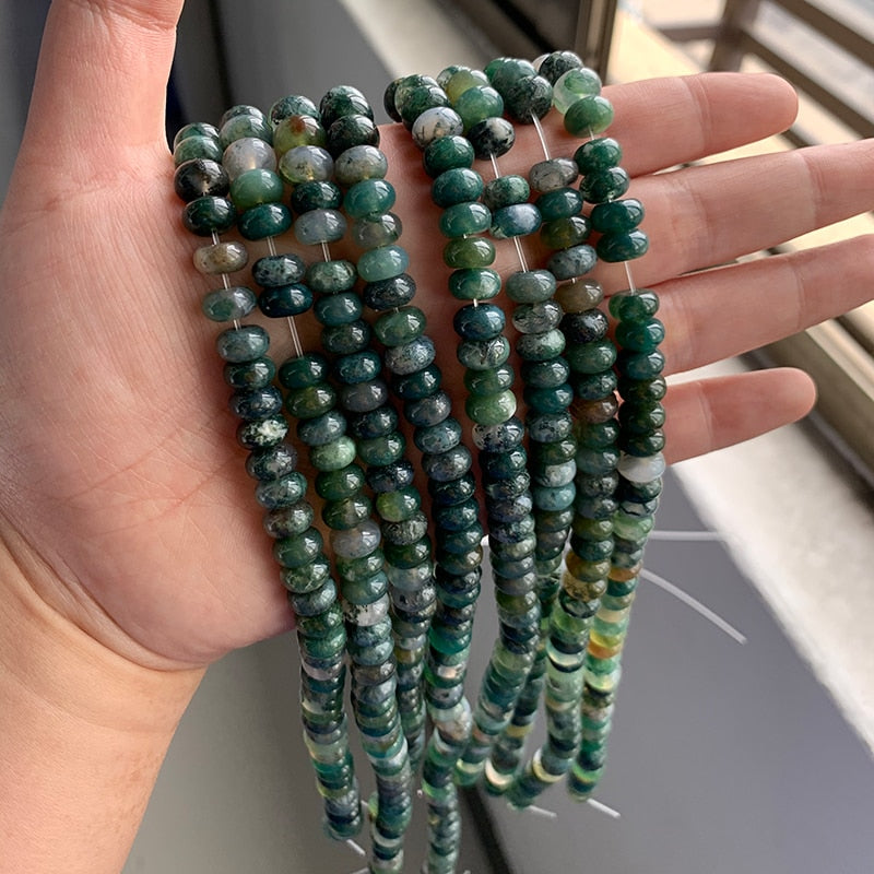 Stone Rondelle Beads Jaspers Jade Spacer Round Flat Bead