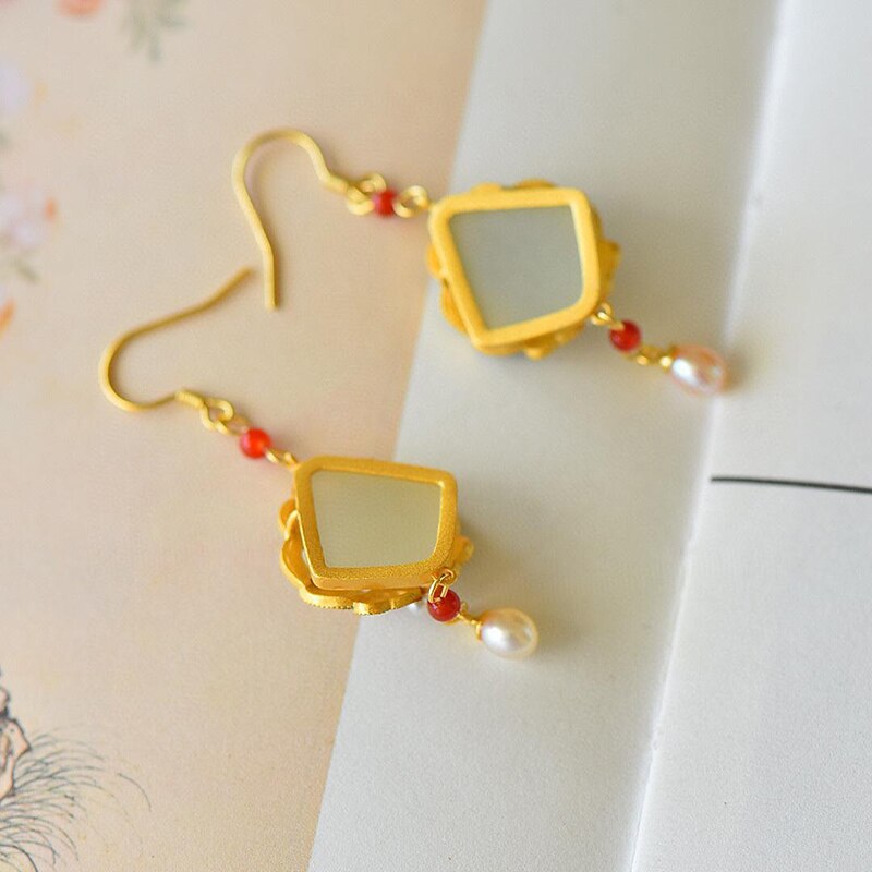 Inspired design natural Hetian jade enamel porcelain