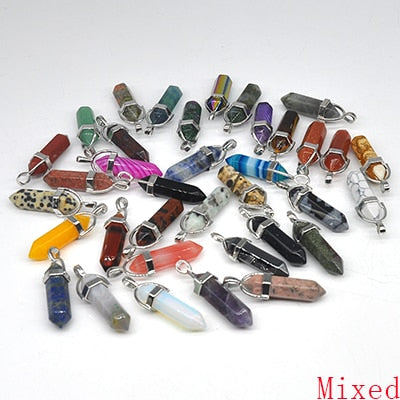 Natural Stone Hexagonal Quartz Pendulum Column Crystal
