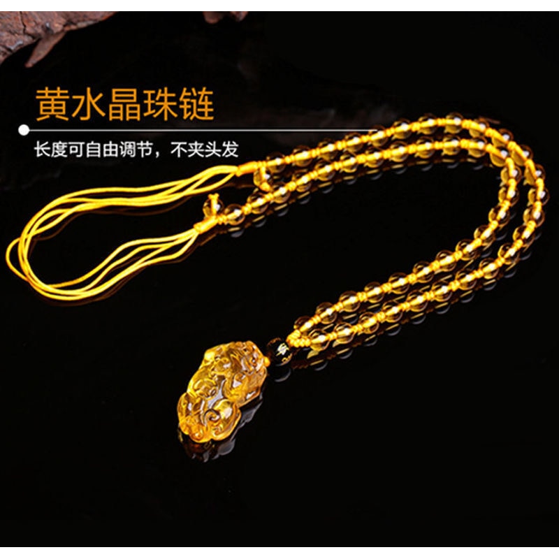 Yellow Crystal Pendant Hand Carved Natural Amulet