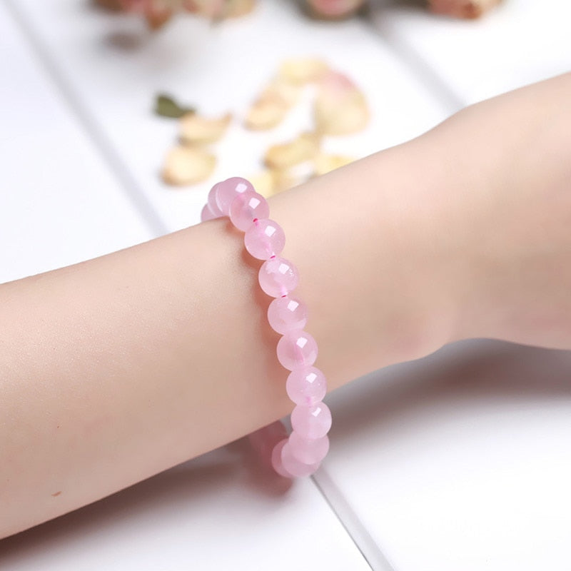 JD Natural Smooth Rose Quartz Women Bracelets