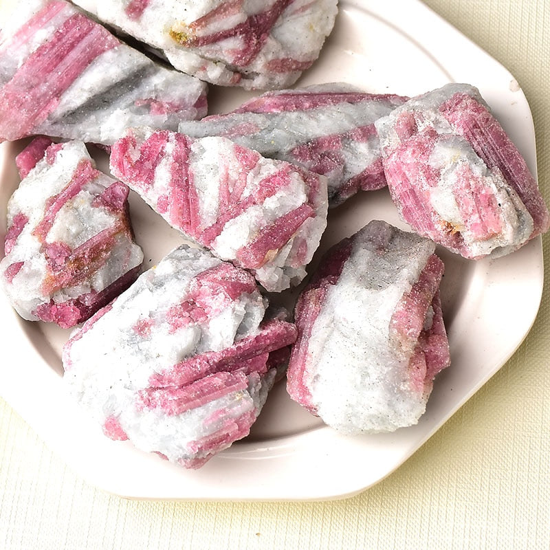 100% Natural pink Tourmaline Crystal Mineral Irregular