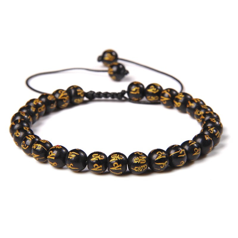 Men Bracelets Adjustable 6 mm Natural Green Jade