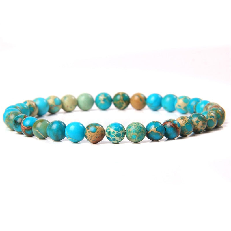 Natural Stone Blue 6MM Beads Bracelets For Women