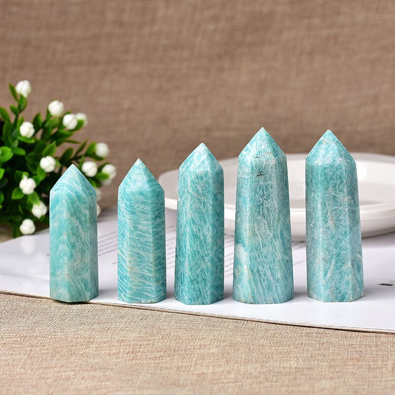 Crystal Point amazonite Healing Obelisk Quartz Wand Green