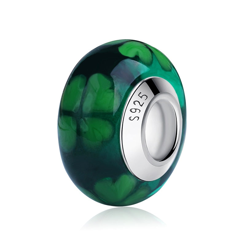 Sterling Silver Glass Bead Wood Stone Murano Flower