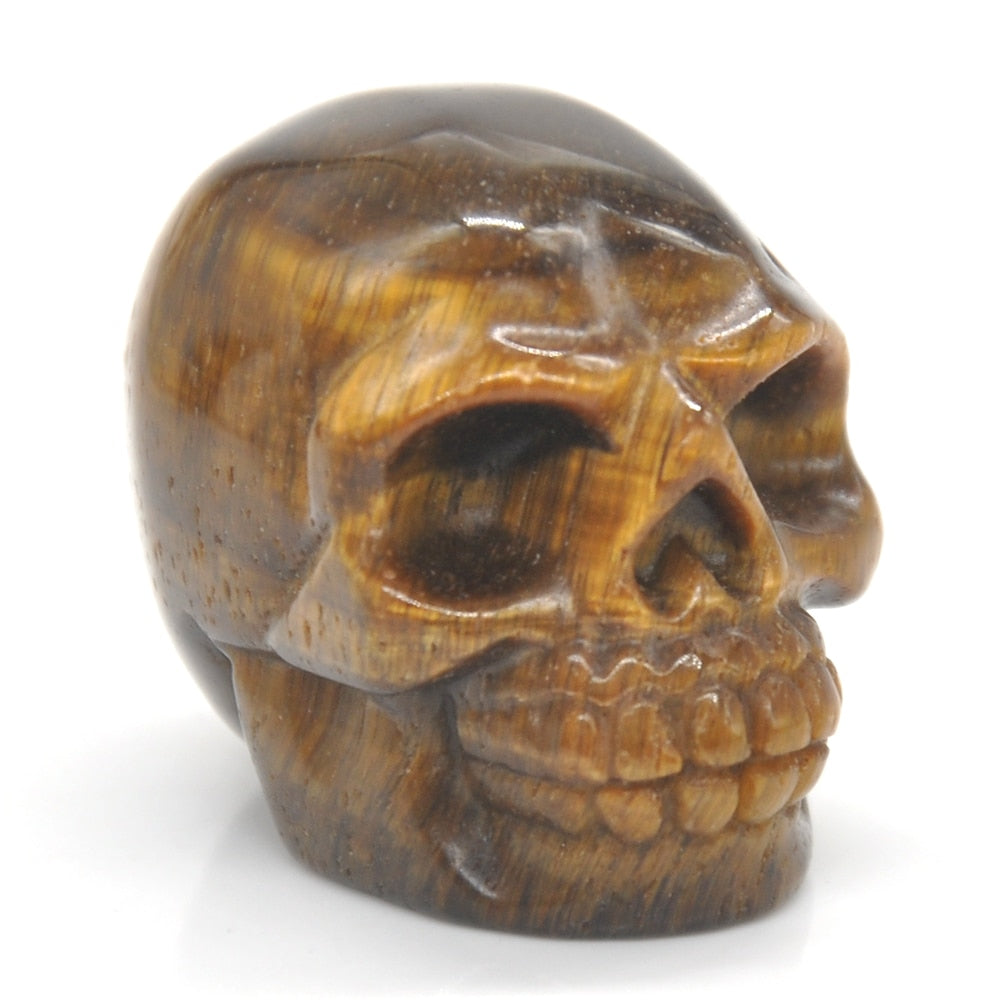 Skull Statue Natural Amethyst Black Obsidian Stone
