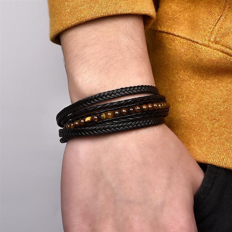 Fashion Natural Stone Beads Men Bracelet Multilayer