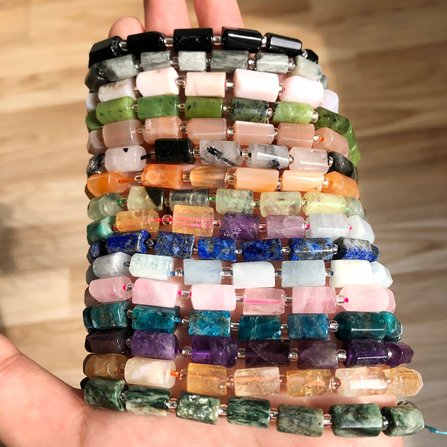 Natural Stone Beads Cylinder Prehnite