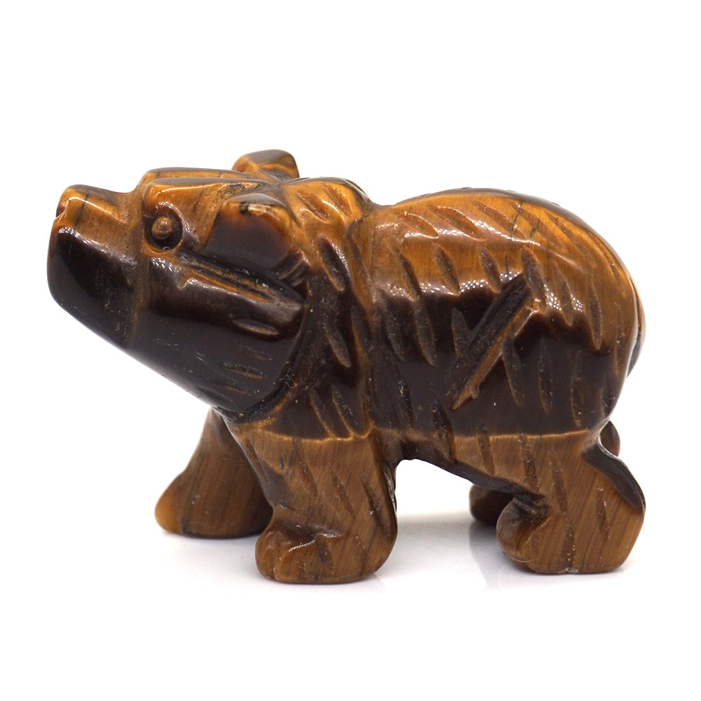 Bear Statue Natural Stone Hand Carved Figure Room