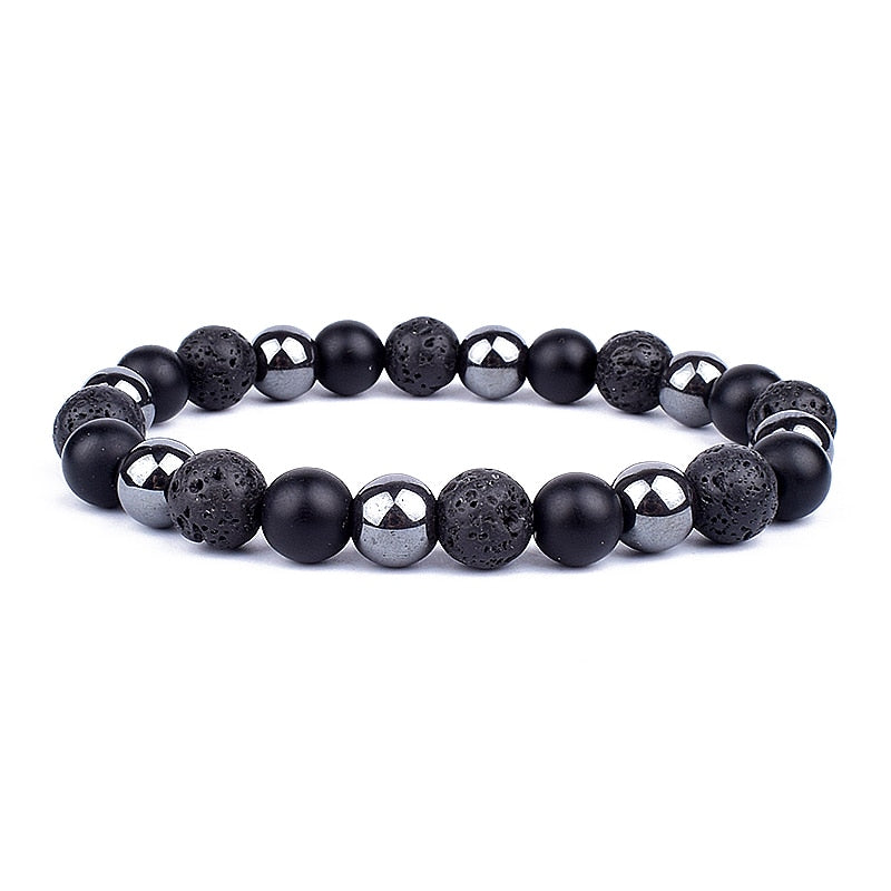 Men Bracelets 10mm Natural Stone Black Onyx