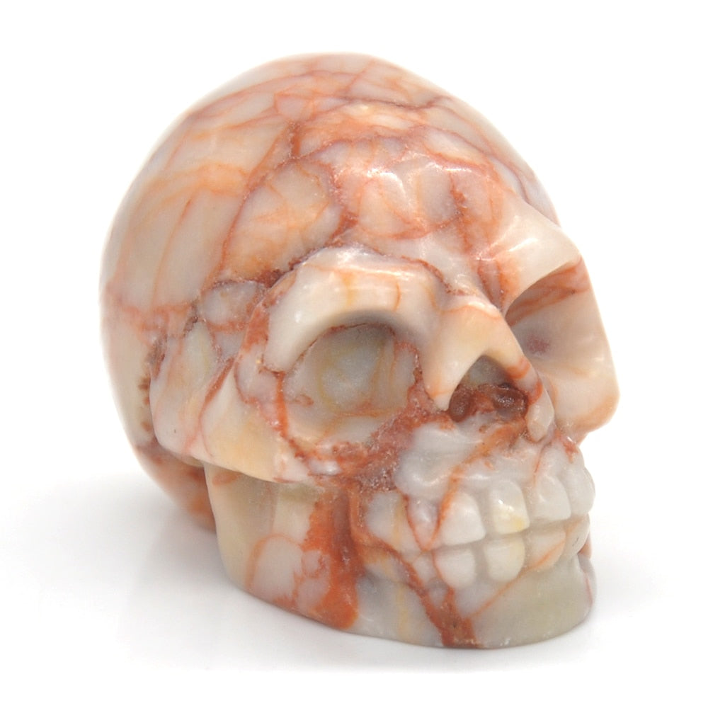 Skull Statue Natural Amethyst Black Obsidian Stone