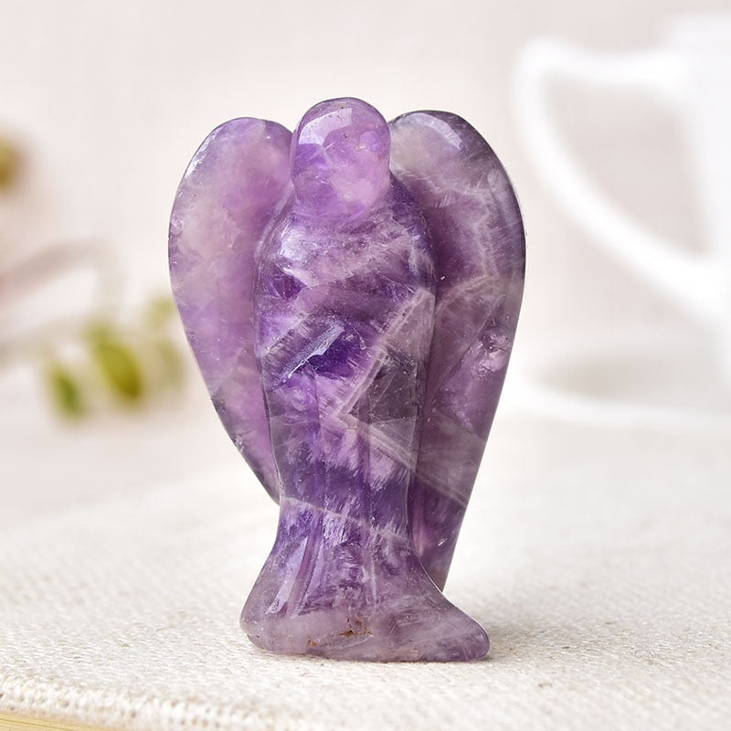 Crystal Guardian Angel Figurine Amethyst Rose Quartz