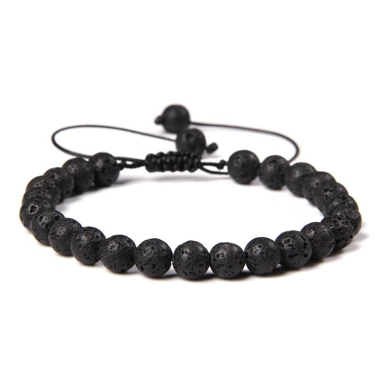 Men Bracelets Adjustable 6 mm Natural Green Jade