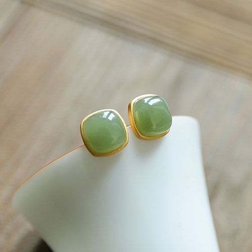 Hetian jasper cold classic retro square temperament