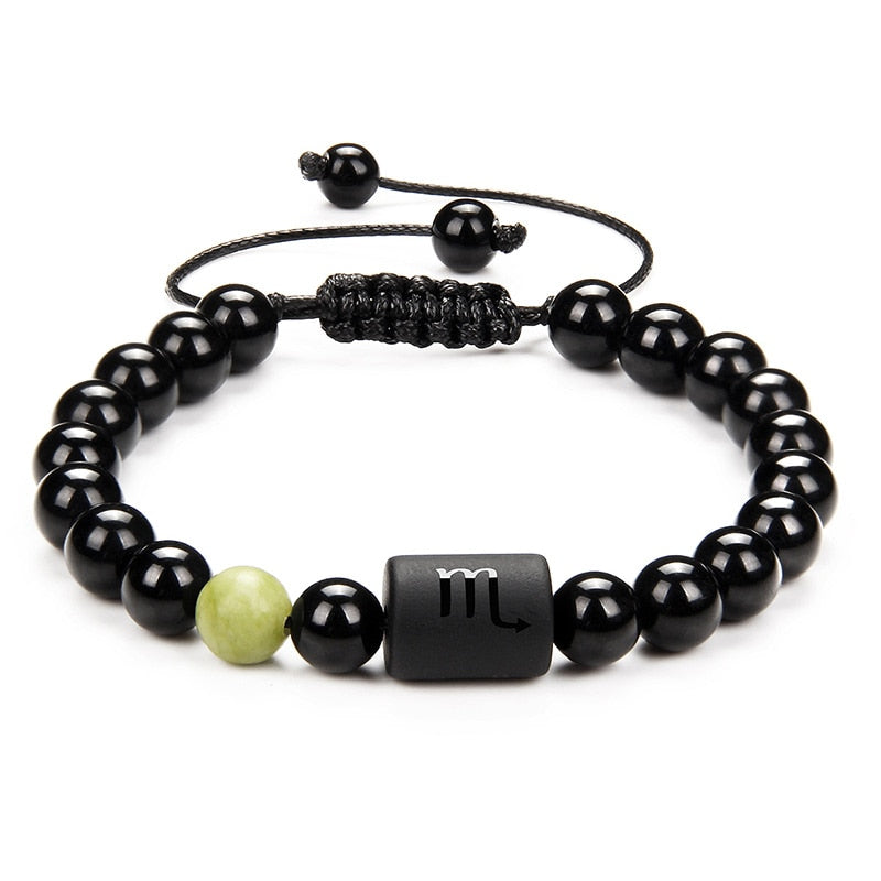 12 Constellation Couple Bracelet Black Stone Bracelets