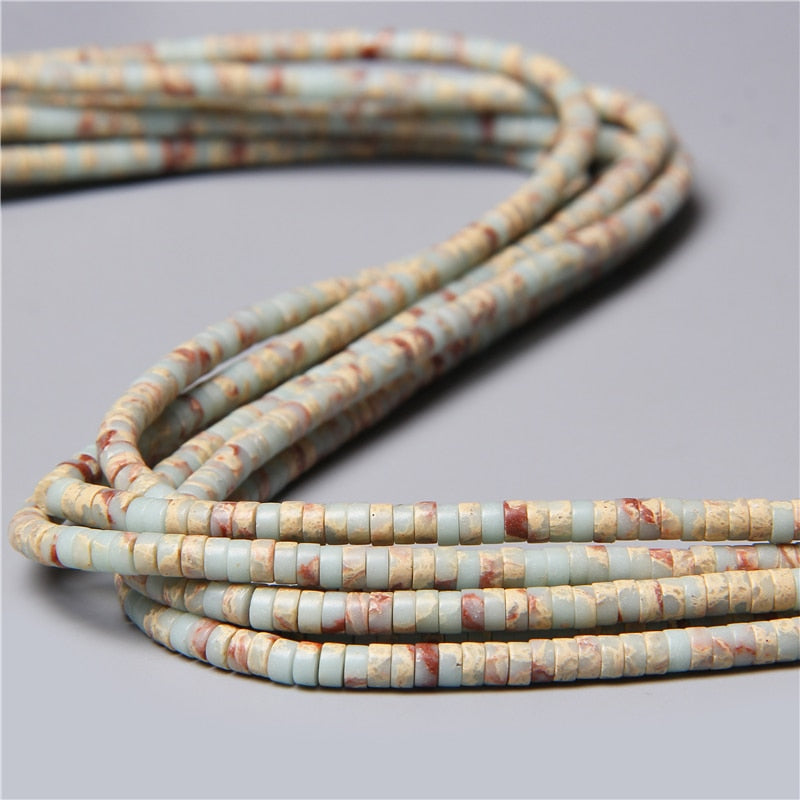 Natural Rondelle Stone Beads Flat Round Jaspers