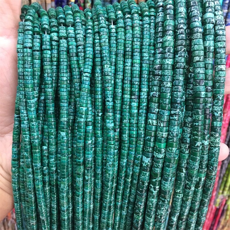 Green Imperial Jasper Turquoise Disc Round Heishi Beads