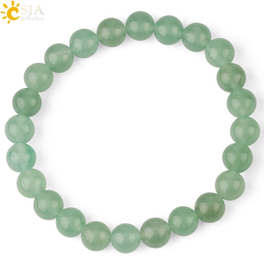 Natural Stone Elastic Bracelet Pink Quartz White