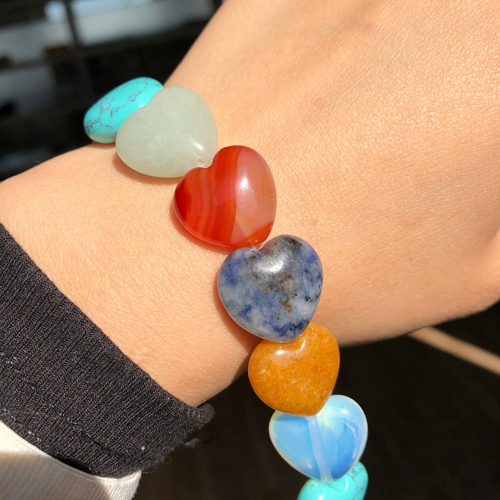 Natural Stone Love Heart Shape Unakite Agates