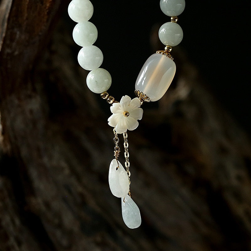 Flower Shape Shell Natural Jade Beads Waterdrop