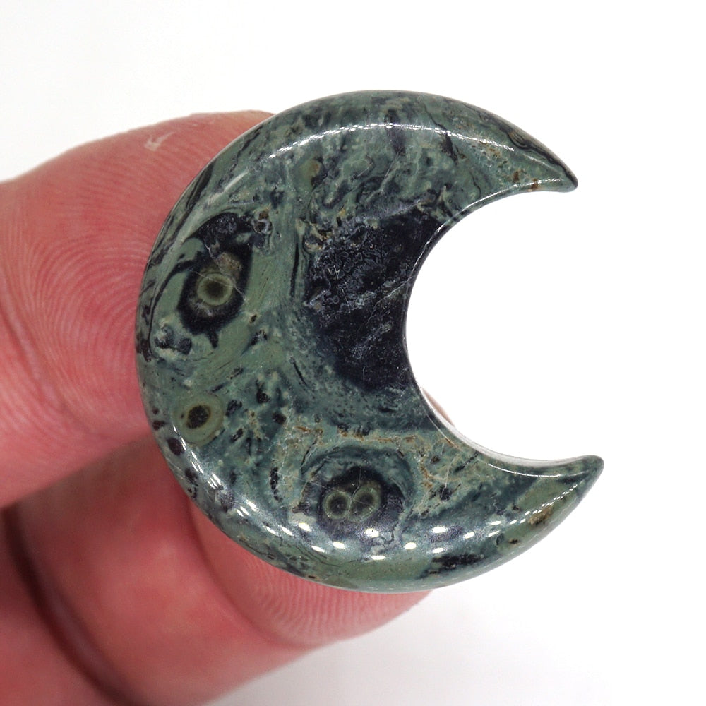 Moon Shaped Statue Natural Crystal Stone Colorful