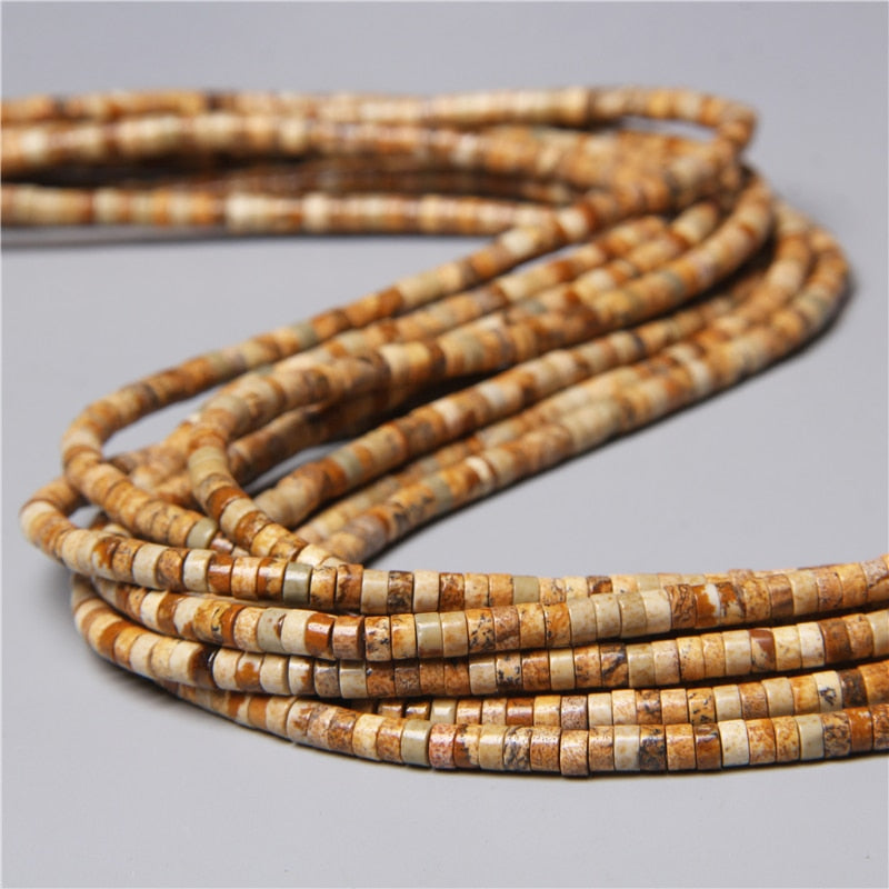 Natural Rondelle Stone Beads Flat Round Jaspers